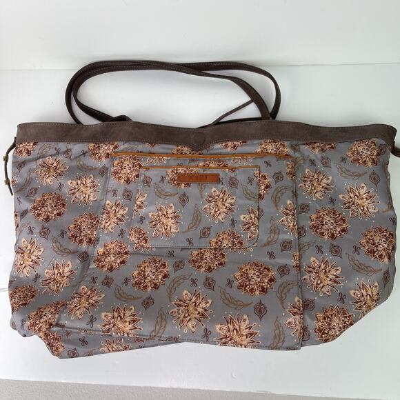 Hobo Kingston Shiny Sheen Brown Leather Tote Bag Purse Large Tassels - Picture 14 of 16